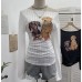 Slant shoulder pleated slim fit top