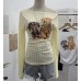 Slant shoulder pleated slim fit top