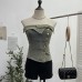 Tight denim irregular single breasted top Tight denim irregular single breasted top