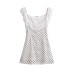 Lace-spliced polka dot floral-print camisole dress