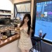 Lace-spliced polka dot floral-print camisole dress
