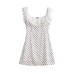 Lace-spliced polka dot floral-print camisole dress