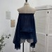 One shoulder lace up long sleeved ruffle edge loose top