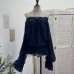 One shoulder lace up long sleeved ruffle edge loose top