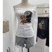One shoulder printed lace patchwork long sleeved top
