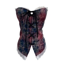 Lace patchwork printed camisole top for women