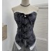 Lace patchwork printed camisole top for women