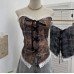 Lace patchwork printed camisole top for women
