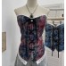 Lace patchwork printed camisole top for women