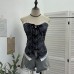 Lace patchwork printed camisole top for women