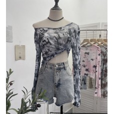 Tie dye printed long sleeved T-shirt for women