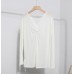 Loose twisted slit thin long sleeved top for women