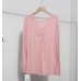 Loose twisted slit thin long sleeved top for women