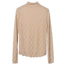 Half high neck mushroom trimmed slim fit top
