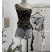 Printed irregular sleeveless top