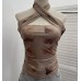 Cross hanging neck strapless tie dye printed top