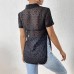 Solid color hem slit short sleeved top