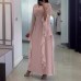 Chiffon pile collar trumpet sleeve long sleeved flying piece waist cinching dress