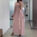 Chiffon pile collar trumpet sleeve long sleeved flying piece waist cinching dress