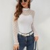 Mesh polka dot spliced women's long sleeved top