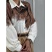 Casual and lazy style mid length slim fit printed nail bead button two-piece set