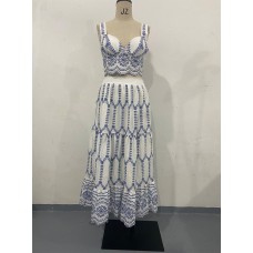 Sexy printed lace up bra half skirt two-piece set for women's wear