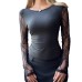 Lace patchwork round neck top for women