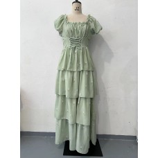 Mesh waist cinching fluffy dress cake dress