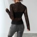 Slim fit long sleeved mesh women's top