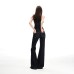 Casual Solid Color Sleeveless Strapless Women's Top with Back Zipper Design