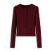 Half open collar long sleeved top with buttons