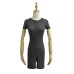 Threaded slim fit round neck short sleeved single row button jumpsuit shorts