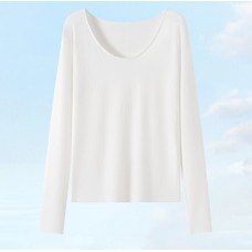 U-neck women's long sleeved T-shirt
