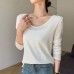 U-neck women's long sleeved T-shirt