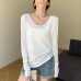 U-neck women's long sleeved T-shirt