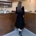 Style Hepburn Look Square Neck Velvet Dress for Women Plus Size, Slimming, Tummy Concealing