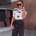 Round neck bow embellished short sleeved pullover knitted sweater