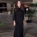 Round neck solid color long sleeved slim retro dress