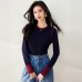 Fashion StyleSleeve Length  Color Block Splicing  Knitted  Women's Top