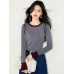 Fashion StyleSleeve Length  Color Block Splicing  Knitted  Women's Top