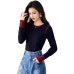 Fashion StyleSleeve Length  Color Block Splicing  Knitted  Women's Top