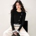 French Vintage Elegant Versatile Knitwear Women's Color-block Design Top