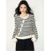 French Vintage Elegant Versatile Knitwear Women's Color-block Design Top