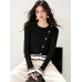 French Vintage Elegant Versatile Knitwear Women's Color-block Design Top