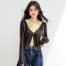 Chic Casual Knit Top in Coffee Color with Relaxed Fit and Elegant Style for Early Autumn
