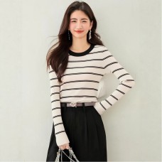 Fashion Stripe Long Sleeve Knitwear Women's Autumn Casual Slim Fit Basic Top Fashion Stripe Long Sleeve Knitwear Women's Autumn Casual Slim Fit Basic Top