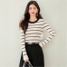 Fashion Stripe Long Sleeve Knitwear Women's Autumn Casual Slim Fit Basic Top