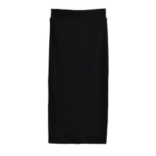 Thick side slit knitted hip hugging mid length skirt Thick side slit knitted hip hugging mid length skirt