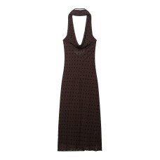 Versatile mesh polka dot scarf long dress