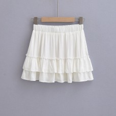 Elastic high waisted ruffled A-line skirt